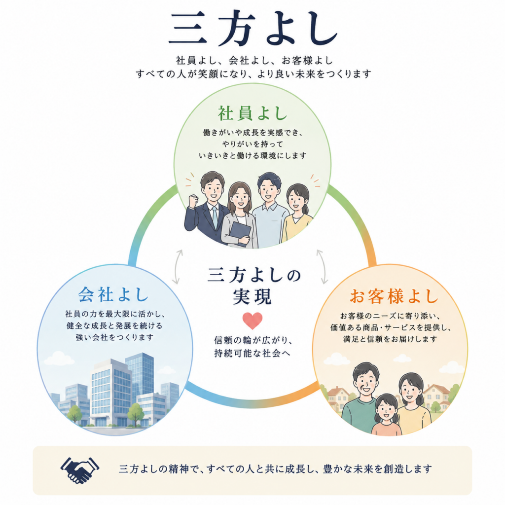 ソフネットジャパンが大切にするお客様・社員・会社の三方良し